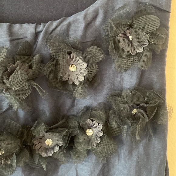 Just for You Navy Cotton Silk Sleeveless Dress with Floral Accents L - Picture 3 of 8